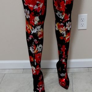 Thigh High Floral Boot